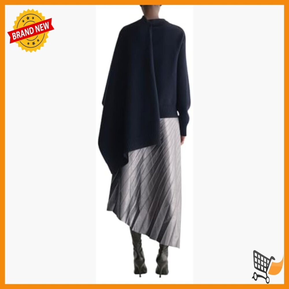 Wool Pullover Sweater with Scarf Detail Long Sleeve Layering Essential - Picture 5 of 5